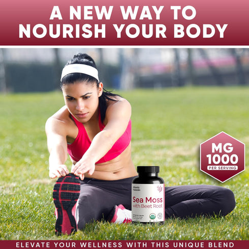 Organic Irish Sea Moss Capsules with Beet Root - Premium Quality Sea Moss Supplement for Heart Health, Immune System,