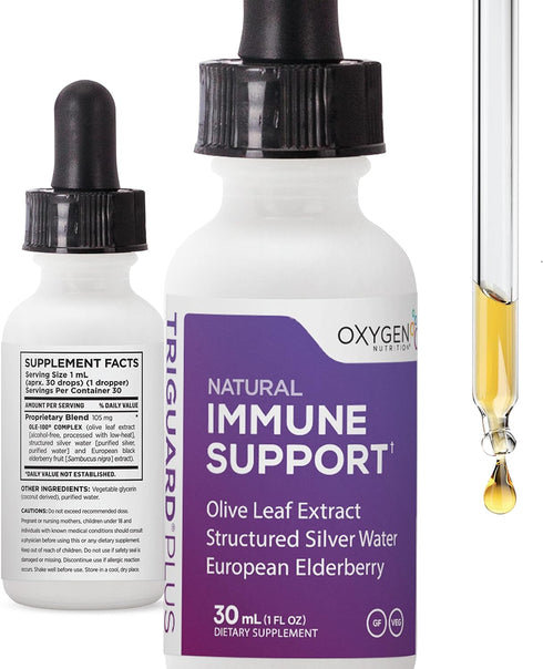 Triguard Plus Concentrate – 3-in-1 Liquid Immune Support with Colloidal Silver, Sambucus Elderberry & Olive Leaf