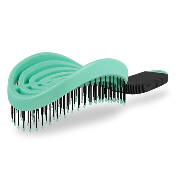 NuWay 4HAIR Double Curved Detangling Brush, U.S. Patented, Hair Dryer Safe, Mint Green