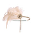 SWEETV 1920s Flapper Headband, Rhinestone Pearl Feather Hair Band, Great Gatsby Accessories for Women, Champagne
