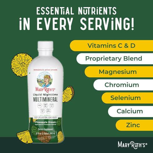 Nighttime Liquid Multimineral Sleep Supplement | Sugar Free | Calm Magnesium Citrate | NO Melatonin | Calcium Magnesium