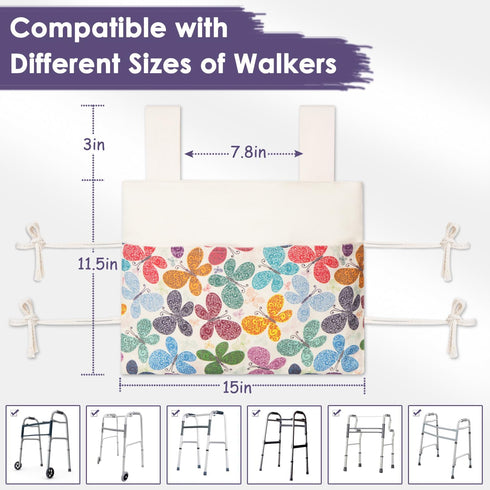 15"x11.5" TOGETRUE Walker Bag, Handy Walker Basket with Water Cup Holder, Walker Accessories Storage Bag for Folding