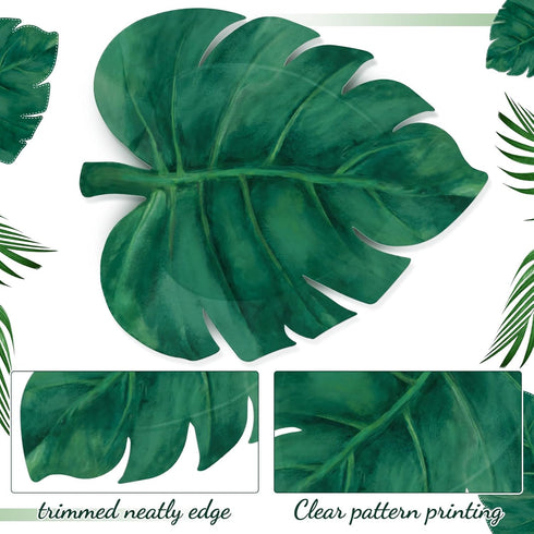 Zonon 150 Summer Pcs Turtle Leaf Plates Hawaiian Luau Party Supplies Turtle Leaf Floral Tropical Plates Jungle Birthday