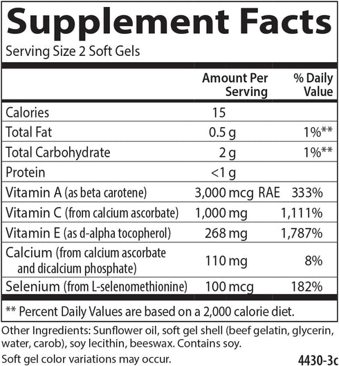 Carlson - ACES, Vitamins A, C, E + Selenium, Cellular Health & Immune Support, 50 Softgels