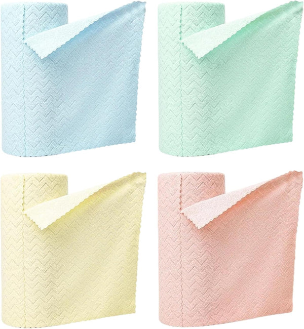 KUYYFDS 4 Roll Microfiber Cleaning Cloth Roll 30 Sheets 9x9 Inch Dish Cloths