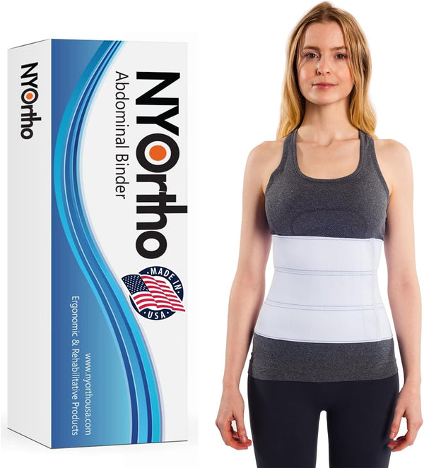 NYOrtho 12" 4-Panel Abdominal Binder, Post-Surgery Compression Belt for Hernia Support, USA
