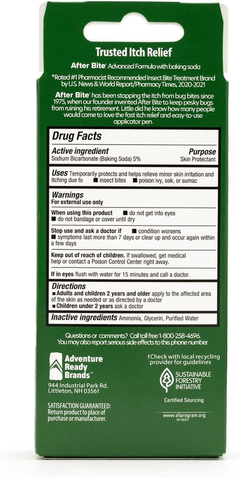 After Bite Advanced Formula - Itch Relief with Sodium Bicarbonate, Portable Pen Applicator - 0.5 oz (4 Pack)