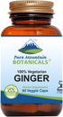 Pure Mountain Botanicals Ginger Capsules, Kosher Vegan, 1000mg Organic Ginger Root