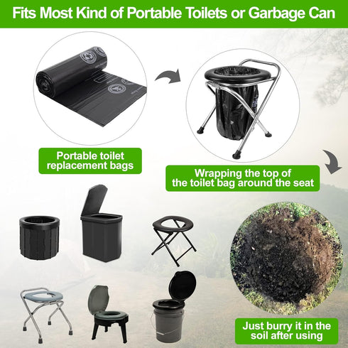 Portable Toilet Bags - 50 Count, 8 Gallon Toilet Replacement Bags, Heavy Duty 1 Mils for Camping, Long Trips