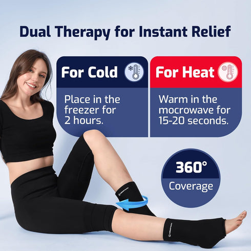 Ankle Ice Pack Wrap for Swelling - Hot/Cold Therapy for Foot Pain Relief, Plantar Fasciitis, Achilles Tendonitis,