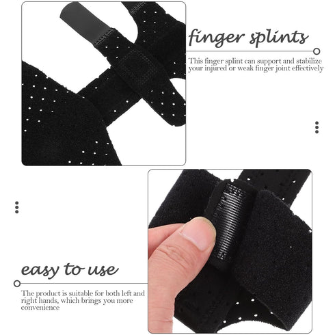 NOLITOY Finger Splint and Steel Board Finger Brace with Wrist Wrap Breathable Black for Adult Large Size Universal