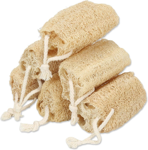 Natural Loofah Sponge Organic Exfoliating Body Scrubber, 6 Pack for Men and Women
