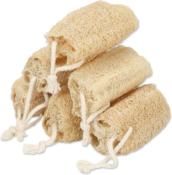 Natural Loofah Sponge Organic Exfoliating Body Scrubber, 6 Pack for Men and Women