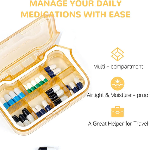 ljhaowu New Weekly Pill Organizer, Moisture-Proof Storage Case, Daily Travel Pill Storage Container, Travel Pill Box