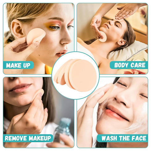 MotBach 100 PCS Nude Round Makeup Sponge, Cosmetic Foam Pad for Eye and Facial Powder Blender