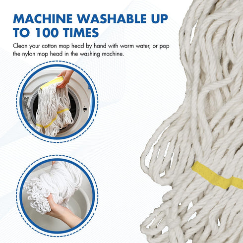 KULED Heavy Duty Industrial Mop | Commercial Mop with Long Handle | Cotton Mop with 2 Mop Heads for Floor Cleaning