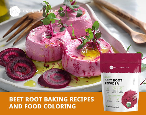 Kate Naturals Beet Root Powder for Baking, Cooking & Food Coloring | 8 oz, Organic Beet Juice Powder