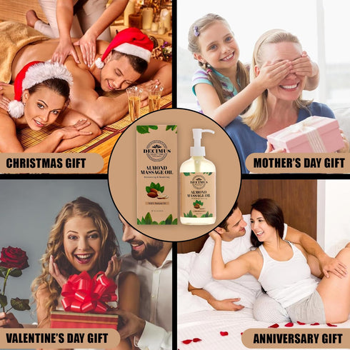 Pure Almond Massage Oil Massage Oil for Couples Date Night, Almond Body Oil with Essential Oil for Massage Therapy