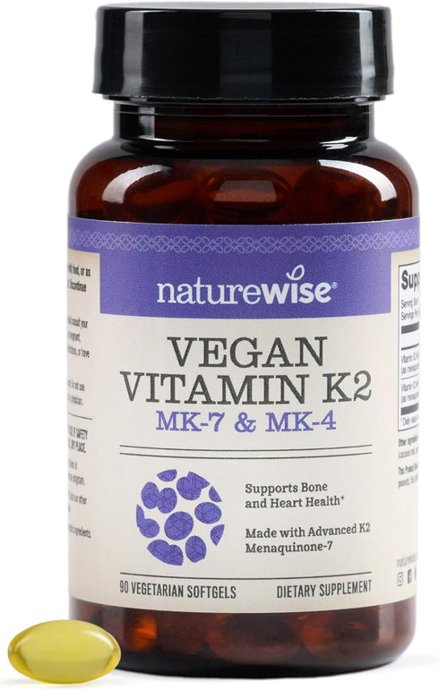 NatureWise Vitamin K2 600mcg Supplement with MK-7 100mcg & MK-4 500mcg -