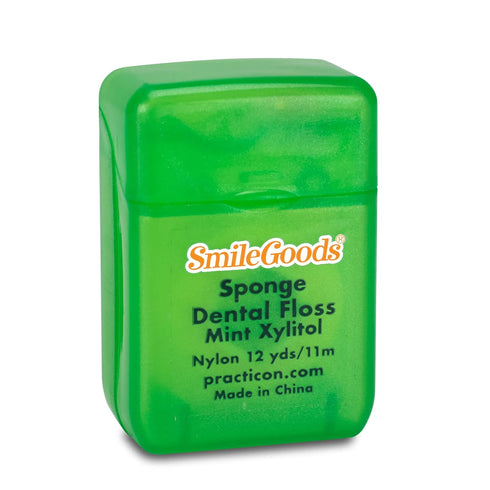 SmileGoods Sponge Dental Floss, 12 yds, Mint Xylitol, Bulk Pack of 72