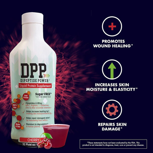 Nutritional Designs DPP Dipeptide, Wound-Healing Liquid Collagen & Whey Protein Supplement, 32 Fl Oz, Sugar-Free