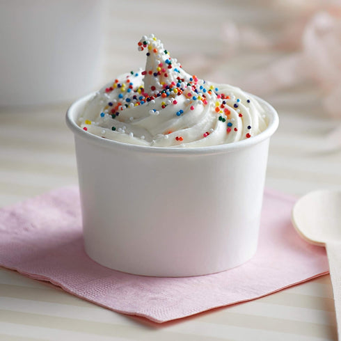 Paper Ice Cream Cups 4oz Small White Dessert Bowls Pack of 50 Count for Frozen Yogurt and Frozen Dessert Supplies