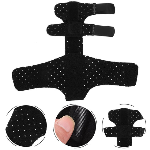NOLITOY Finger Splint and Steel Board Finger Brace with Wrist Wrap Breathable Black for Adult Large Size Universal