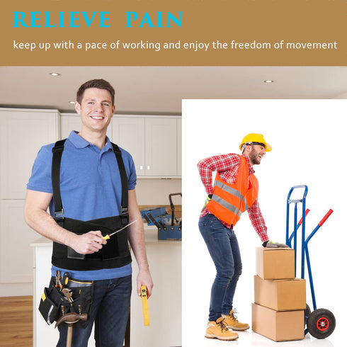 Back Brace for Lower Back Pain Relief - Adjustable Lumbar Support Belt for Heavy Lifting, M/L (30"-37")