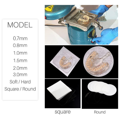 Lab Orthodontic Splint Retainer Slice, Vacuum Forming Sheet, Soft Hard Square Round Shape Thermoforming Material (3.0mm