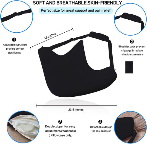 Shoulder Surgery Pillow - Comfortable Post Shoulder Surgery Pillow with Detachable Sling, Firm and Removable, Rotator