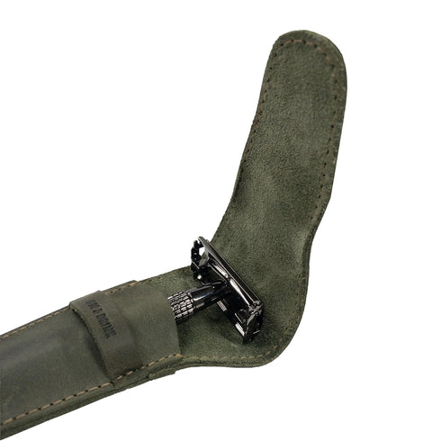 Hide & Drink Leather Safety Razor Case, Handmade Shaving Accessories, Dark Jade