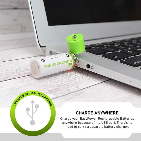 Survival Frog EasyPower USB AA Rechargeable Batteries - 1.2V/1450 mAh, 4 Pack