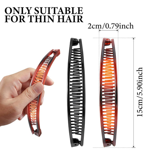 WILLBOND 6 Pcs Banana Clip Hair Clincher Combs, Classic Fish Shape Ponytail Clips for Women Girls (Brown, Black)