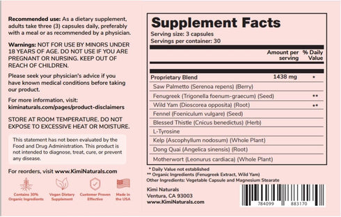 KIMI Naturals Breast Max Plus - Enhancement Pills for Fast Growth, Bigger Bust, 90 Capsules