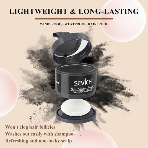 Sevich Hairline Powder, Instant Hair Loss Concealer, Root Touch Up Powder for Thinning Gray Hair, Black