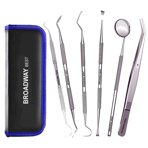 Professional Dental Tools Kit, 7 Pieces Dental Oral Kit with Pouch
