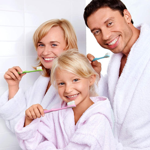 4 Pieces Soft Micro-Nano Manual Toothbrush - Extra Soft Bristles for Fragile Gums, Adult Kid Children (Blue & Pink)