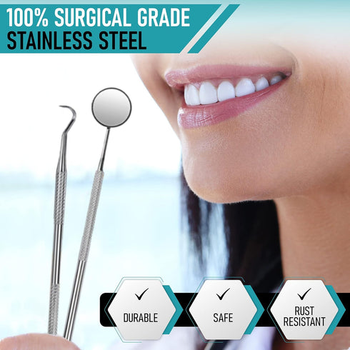 Dental Kit Tools, 10 Pack Stainless Steel Plaque Remover, Oral Care Kit with Plaque Cleaner and Scrapers