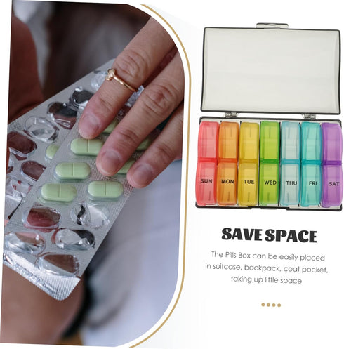 Weekly Pill Organizer Box Portable Medicine Storage Dispenser with Tight Seal Lightweight Compact Individual