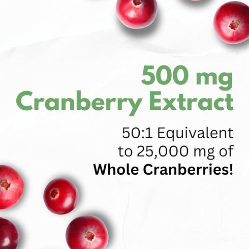 Cranberry Extract Pills - Super Strength 50:1 Whole Fruit Concentrate for Natural UTI Support, Kidney Cleanse
