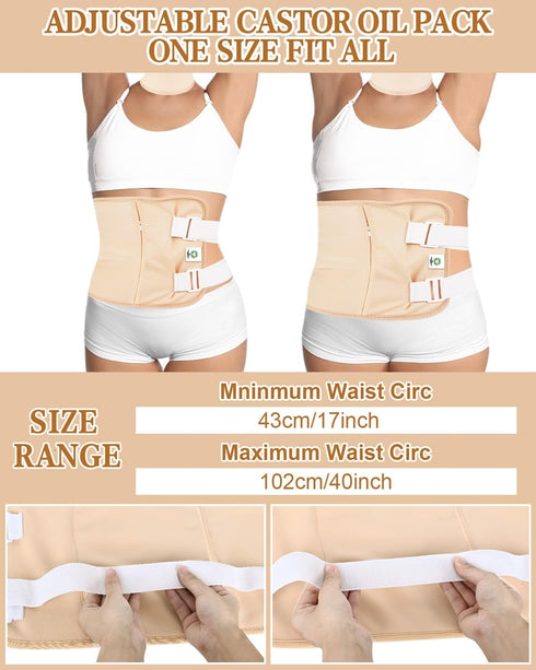 Packs Packs Castor Oil Wrap Organic Cotton - Castor Oil Organic Body Wraps for Entire Body Neck Stomach Waist Chest