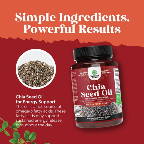 Chia Seed Oil Extract Capsules, Plant Based Omega 3 6 9 Supplement, Daily Fiber Capsules for Digestive Support