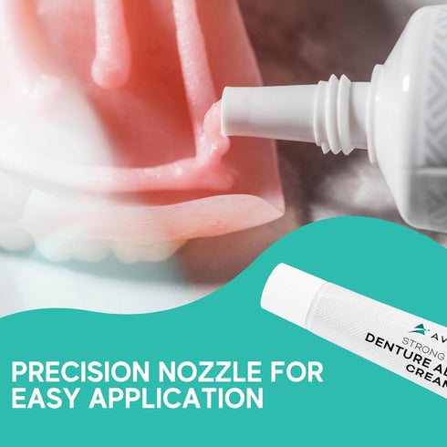 Extra Strong Denture Adhesive Cream, 12 Hour Hold Dental Glue, Waterproof, Zinc & Fluoride Free, Easy Apply Nozzle, Seals Food Out for Comfort, Mint Flavor (3 Pack, 4.2 Fl Oz)