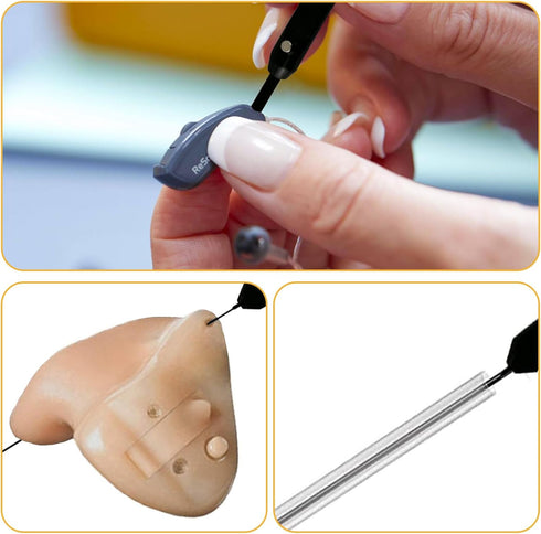 4 PCS Hearing Aid Cleaning Kit with Brush, Wax Loop, and Vent Cleaner for Headphones Amplifier