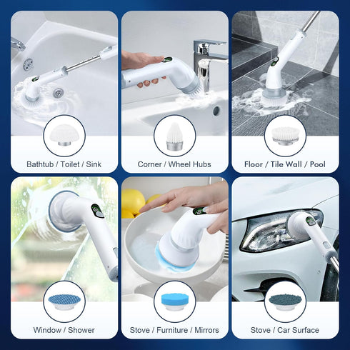 LA4 6 LABIGO Electric Spin Scrubber Pro, Dual Speed Bathroom Scrubber with Display & Replacement Cleaning Heads
