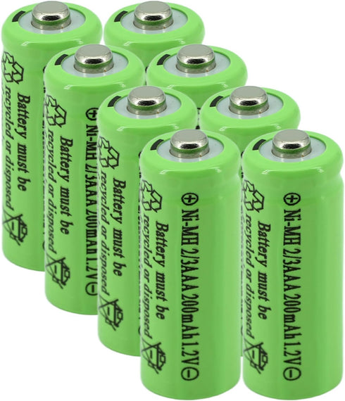 Yibatopow 8 Packs Ni-MH 2/3AAA 1.2v 200 mah Rechargeable Batteries,2/3 AAA Battery for