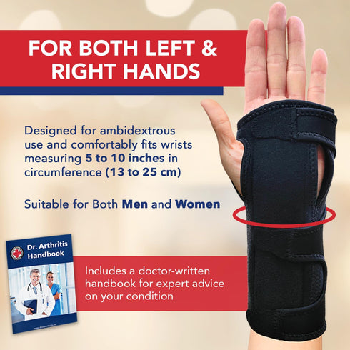 Dr. Arthritis Day & Night Support Carpal Tunnel Wrist Brace, Adjustable Hand Splint with Cushion Padding for Pain
