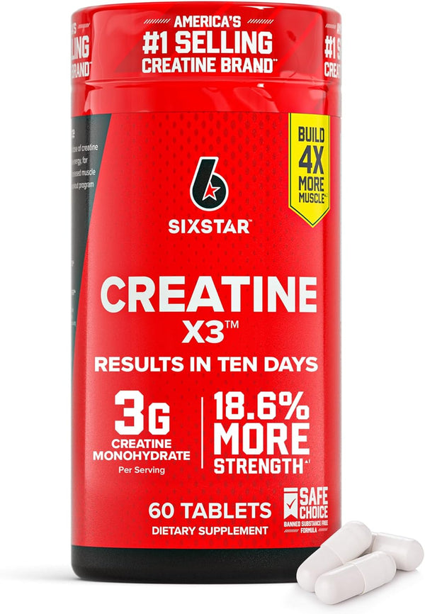 Six Star Creatine Pills, X3 (60 Caplets) - Creatine for Women &