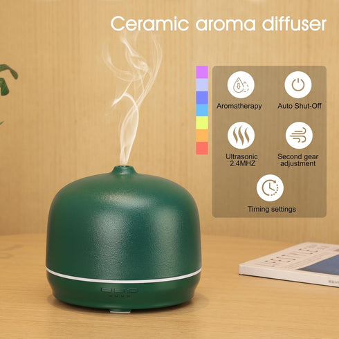 NaNaRocCi 500ml Ceramic Essential Oil Diffusers for Home Large Room, Aromatherapy Scent Air Diffuser Bedroom Ultrasonic