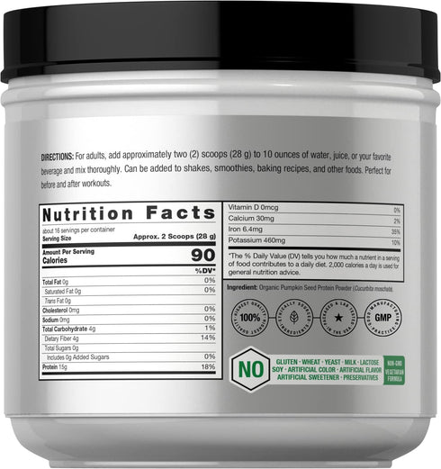 Horbaeach Pumpkin Seed Protein Powder - Organic 16 oz, Vegetarian, Gluten Free, Keto and Paleo Supplement